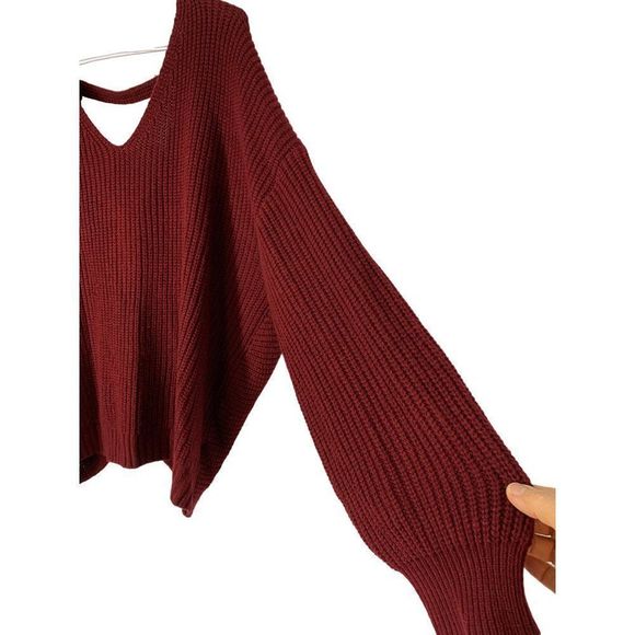 Women’s Shein Twist Back Bead Bling Pull Over Sweater Size 3XL 5347 V-neck - Picture 5 of 8